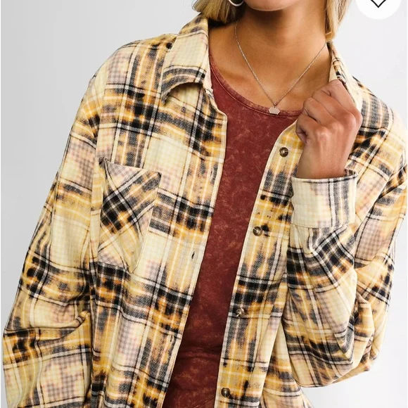 BUCKLE- La la Island Upcycled Yellow/black Flannel, Creek Ranch Wyoming Size S - Picture 3 of 12